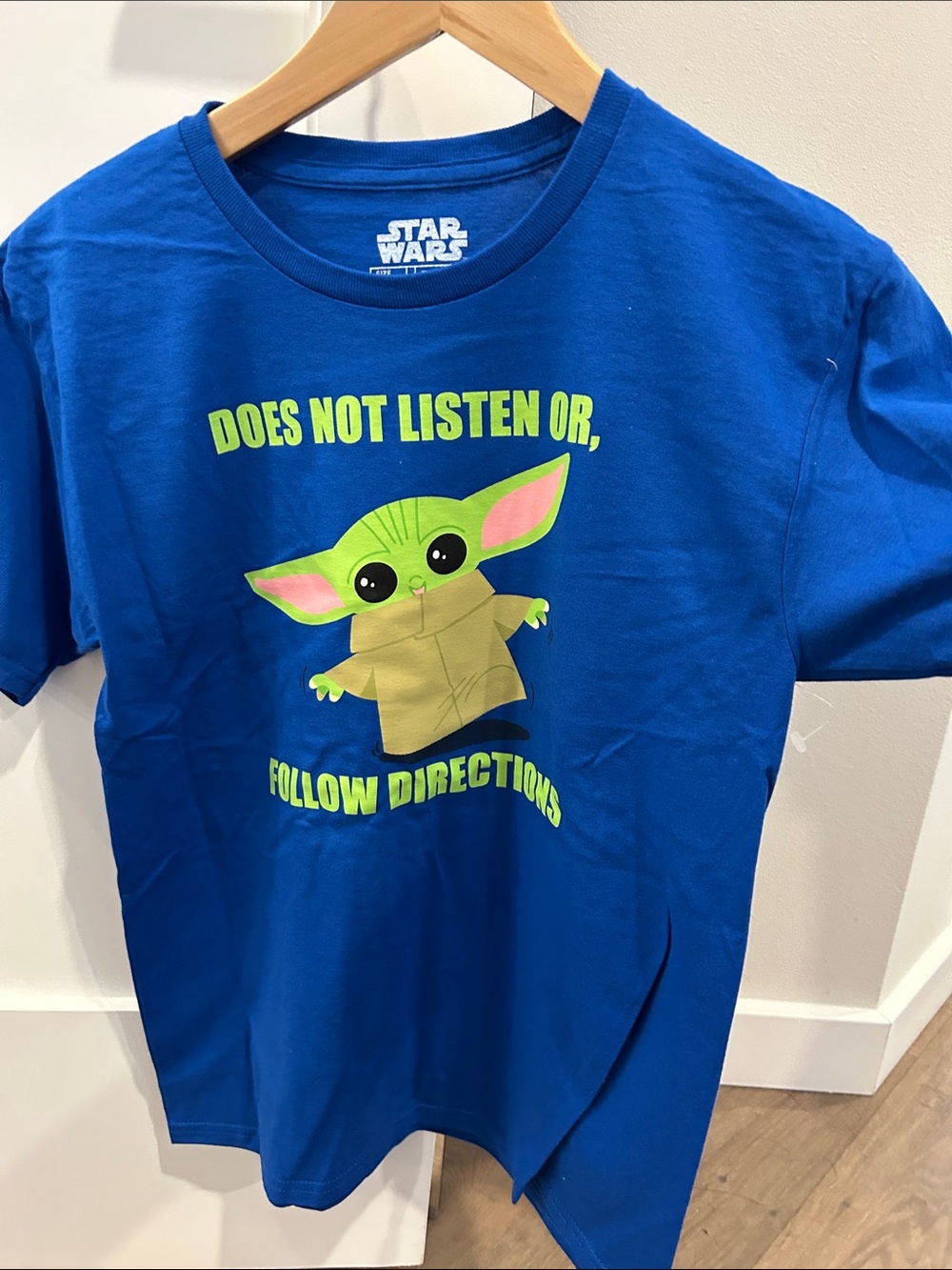 NWOT Star Wars Kids Blue Tee with Green Baby Yoda Graphic
